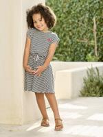 Meisjesjurk met 2-in-1 effect marineblauw - thumbnail