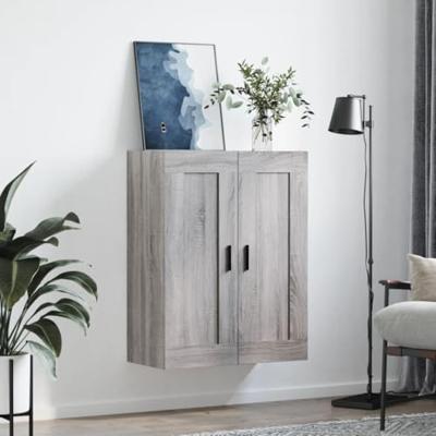 Wandkast 69,5x34x90 cm bewerkt hout grijs sonoma eikenkleurig