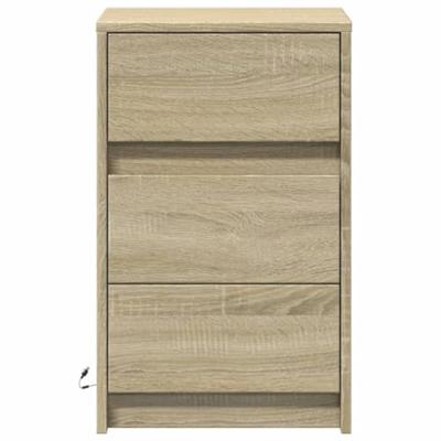 Nachtkastje met LED-verlichting bewerkt hout sonoma eikenkleur