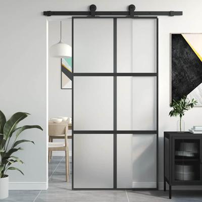 VidaXL Schuifdeur 102,5x205 cm gehard glas en aluminium zwart VidaXL Schuifdeur 102,5x205 cm gehard glas en aluminium zwart