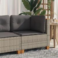 Tuinhoekbank met kussens poly rattan grijs - thumbnail