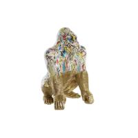 Decoratieve figuren DKD Home Decor 28,5 x 26,5 x 41 cm Gouden Multicolour Gorilla - thumbnail