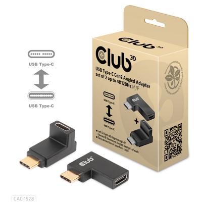 CLUB3D USB Type-C Gen2 Angled Adapter set van 2 - 4K120Hz M/V CLUB3D USB Type-C Gen2 Angled Adapter set van 2 - 4K120Hz M/V