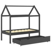 Kinderbedframe met lade grenenhout donkergrijs 70x140 cm - thumbnail
