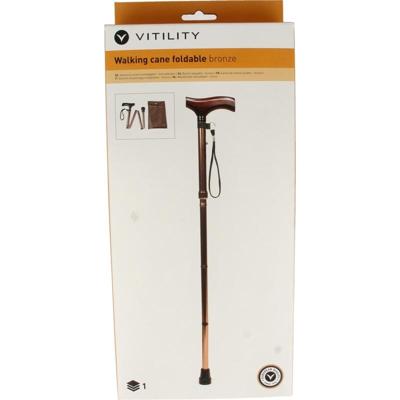 Vitility Wandelstok opvouwbaar brons - 82-92 cm