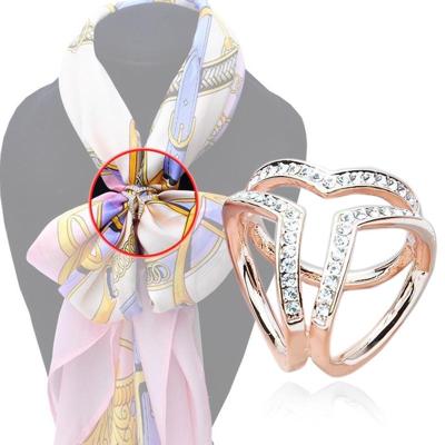 Sjaal gesp accessoires broche eenvoudige drie vierkante kristallen sjaal (goud)