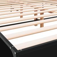 Bedframe LED bewerkt hout metaal zwart 140x190 cm - thumbnail