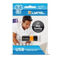 Xlyne Wave USB-stick 64 GB Zwart, Oranje 7164000 USB-A 2.0 - thumbnail