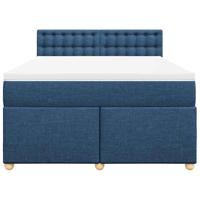 Boxspring met matras stof blauw 140x190 cm - thumbnail