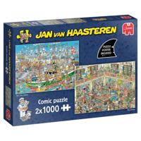 Jumbo Jan van Haasteren Special 2-in-1 Chaos op het grote zeilschip & De bibliotheek - 2 x 1000 stukjes - thumbnail