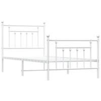 Bedframe met hoofd- en voeteneinde metaal wit 90x200 cm - thumbnail