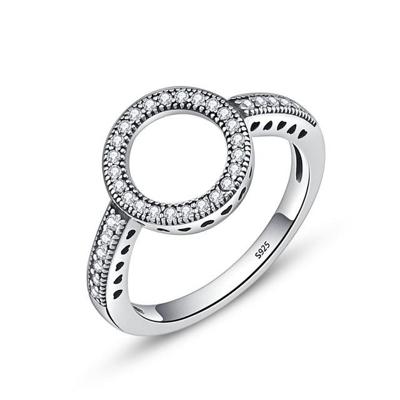 2 PC'S echte 925 sterling zilver gelukkige cirkel Diamond halo ringen ring grootte: 7 (wit)