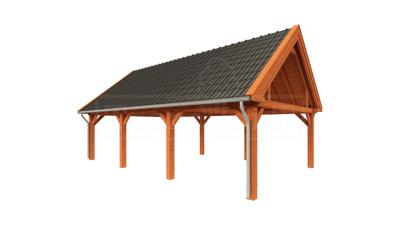 Trendhout Overkapping Zadeldak XXL 950x595 cm- Zadeldak- Onbehandeld lariks Douglas hout- Trendhout