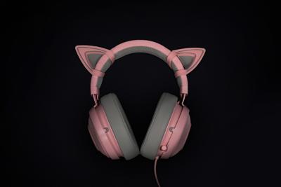 Razer Kitty Ears Cat Ears - Kitty Oortjes voor alle Razer Kraken headsets (Past op Razer Kraken, verstelbaar, waterproof) Quartz Roze