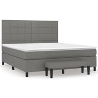 Boxspring met matras stof donkergrijs 160x200 cm - thumbnail