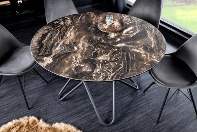 Ronde eettafel ELLIPSE 120cm natuursteen keramische haarspeldpoten gemaakt in Italie - 42368