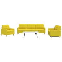 3-delige Loungeset stof lichtgeel - thumbnail
