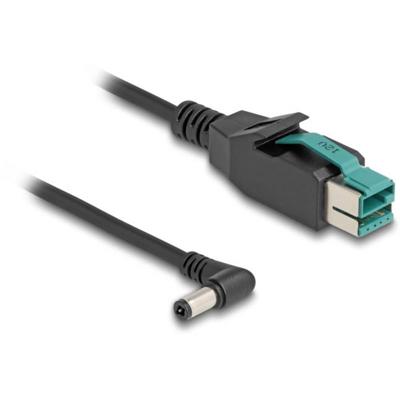 Delock 80609 USB-stroomkabel PoweredUSB 12V stekker, DC-stekker 5,5 mm 1.00 m Zwart
