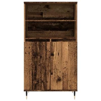 Hoge kast 60x36x110 cm bewerkt hout oud houtkleurig