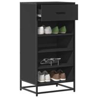 VidaXL Schoenenrek 48x38x97,5 cm bewerkt hout zwart - thumbnail