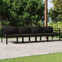 4-delige Loungeset met kussens aluminium antracietkleurig - thumbnail