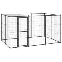 Hondenkennel met dak 7,26 m² staal - thumbnail