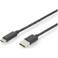 Digitus AK-300148-030-S USB-kabel USB 2.0 USB-C stekker, USB-A stekker 3.00 m Zwart Afgeschermd (dubbel), Stekker past op beide manieren - thumbnail