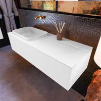 Badkamermeubelset Mondiaz Erin 120 cm met 1 Lade met RIDGE Wastafel Links Talc Zonder Kraangaten Greeploos Mat Talc - thumbnail