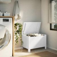 Opbergbox met deksel RANA 80x49x54 cm massief grenenhout wit - thumbnail