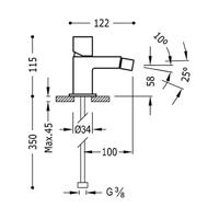 Bidetkraan Tres Cuadro | Opbouw | Mengkraan | 1-knop | Vierkant | Wit chroom - thumbnail