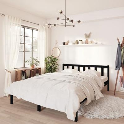 VidaXL Bedframe massief grenenhout zwart 135x190 cm VidaXL Bedframe massief grenenhout zwart 135x190 cm