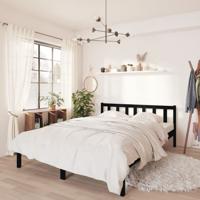 Bedframe massief grenenhout zwart 135x190 cm - thumbnail