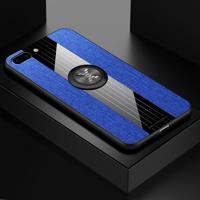 Voor iPhone 8/7 XINLI stiksels doek Textue schokbestendig TPU beschermhoes met ring houder (blauw) - thumbnail