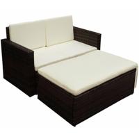 VidaXL 2-delige loungeset met kussens poly rattan bruin - thumbnail