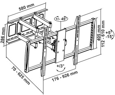 My Wall HP 24 L TV-beugel 152,4 cm (60) - 254,0 cm (100) Kantelbaar, Zwenkbaar
