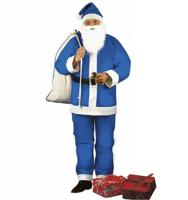 Kerstman kostuum blauw volwassenen - thumbnail