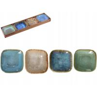 Excellent Houseware Snackschaaltjes Rustiek 4 Stuks 3 Assorti - thumbnail