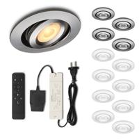 Set LED-inbouwspot met afstandsbediening Piccolo zilver 3W dimbaar IP44 1-12 stuks - thumbnail