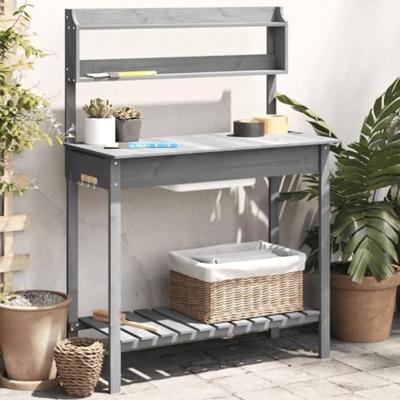VidaXL Oppottafel met spoelbak 147,5x44x139,5 cm vurenhout grijs VidaXL Oppottafel met spoelbak 147,5x44x139,5 cm vurenhout grijs