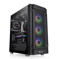 Thermaltake CA-1W2-00M1WN-01 Midi-tower PC-behuizing Zwart 3 voorgeïnstalleerde LED-ventilators, LCS-compatibel, Zijvenster, Geschikt voor DIY-waterkoeling, - thumbnail