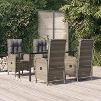 5-delige Tuinset met kussens poly rattan zwart en grijs - thumbnail