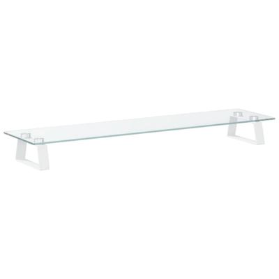 VidaXL Monitorstandaard 80x20x8 cm gehard glas en metaal wit VidaXL Monitorstandaard 80x20x8 cm gehard glas en metaal wit