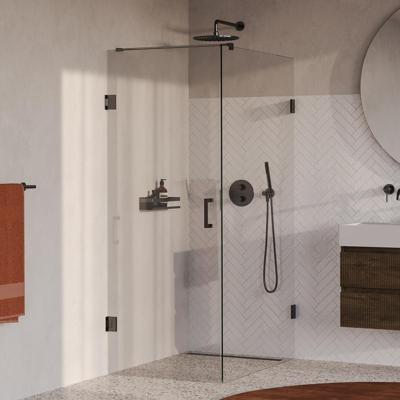 Brauer Void - Douchecabine met Draaideur - Helder Glas - 80x120x200 cm - incl. Glascoating - PVD Gunmetal Geborsteld