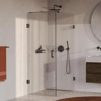 Brauer Void - Douchecabine met Draaideur - Helder Glas - 80x120x200 cm - incl. Glascoating - PVD Gunmetal Geborsteld - thumbnail