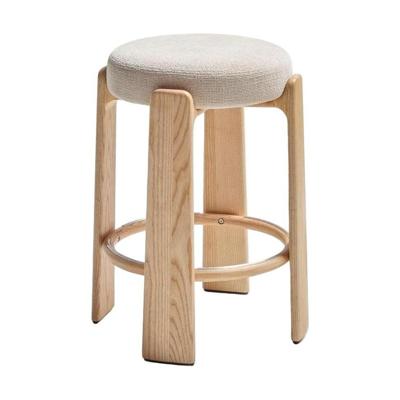 Kave Home Granite barkruk H65 zonder rugleuning chenille Beige/naturel