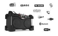 PerfectPro RockHart Bouwradio DAB+, VHF (FM) AUX, Bluetooth, NFC, USB Spatwaterbestendig, Stofdicht, Stofvast, Acculaadfunctie Zwart - thumbnail