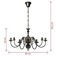 Kroonluchter zwart metaal 8 x E14 lampen - thumbnail