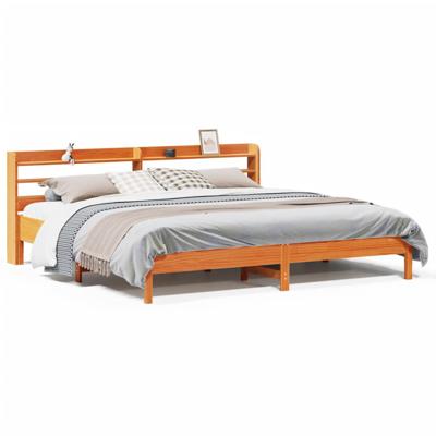 Bedframe zonder matras massief grenenhout wasbruin 180x200 cm