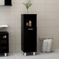 Badkamerkast 30x30x95 cm bewerkt hout zwart - thumbnail