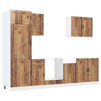 7-delige Keukenkastenset Porto bewerkt hout oud houtkleurig - thumbnail